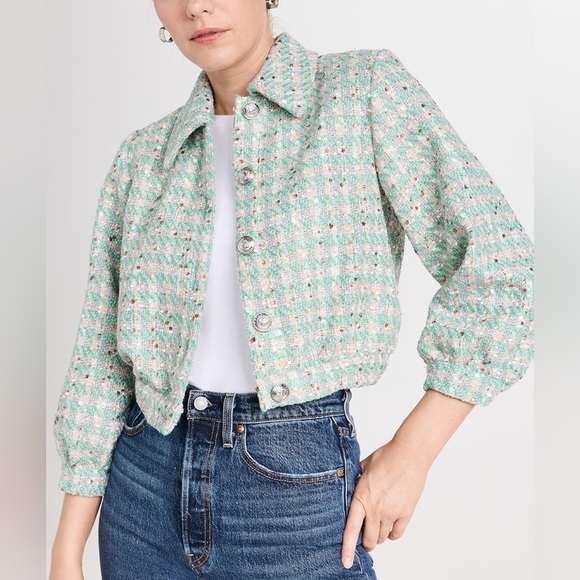 L'Agence Bridges Cropped Metallic Tweed Jacket - Picture 3 of 16